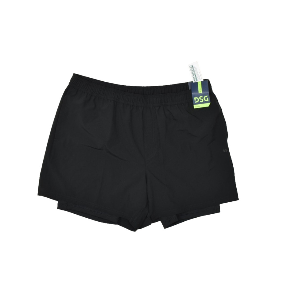 DSG Agility Men's Athletic Fit 2-in-1 Lined Shorts Pure Black Size XL NEW